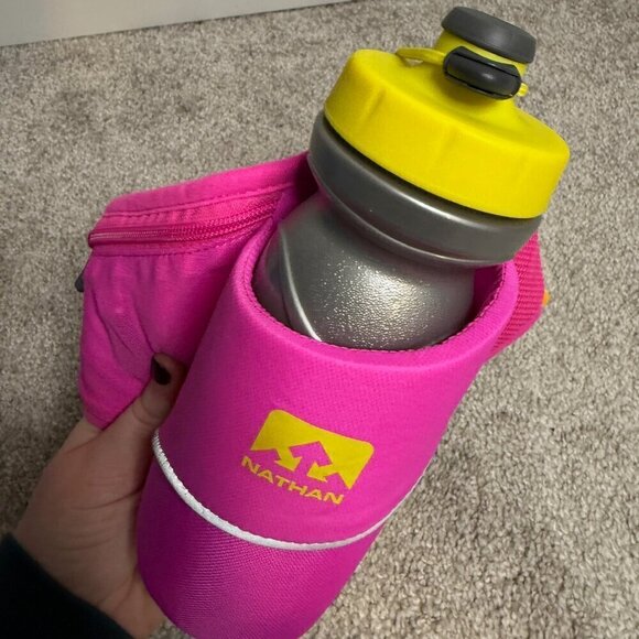 Nathan Triangle Running Essentials‎ Hydration Belt Pink Water Bottle Carrier - Picture 3 of 7